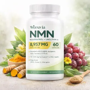 NMN Supplement 500mg, 99% Pure NAD+ Precursor, promotes cellular energy, extends lifespan, repairs damage, and supports healthy aging. Third-party tested, non-GMO. 60 capsules.
