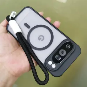 For Google 9A Magsafe Case With Lanyard Matte Clear Wireless Charge Cover for Google Pixel 9 10Pro XL 8A 7A 6A 8 7 6 Pro Case