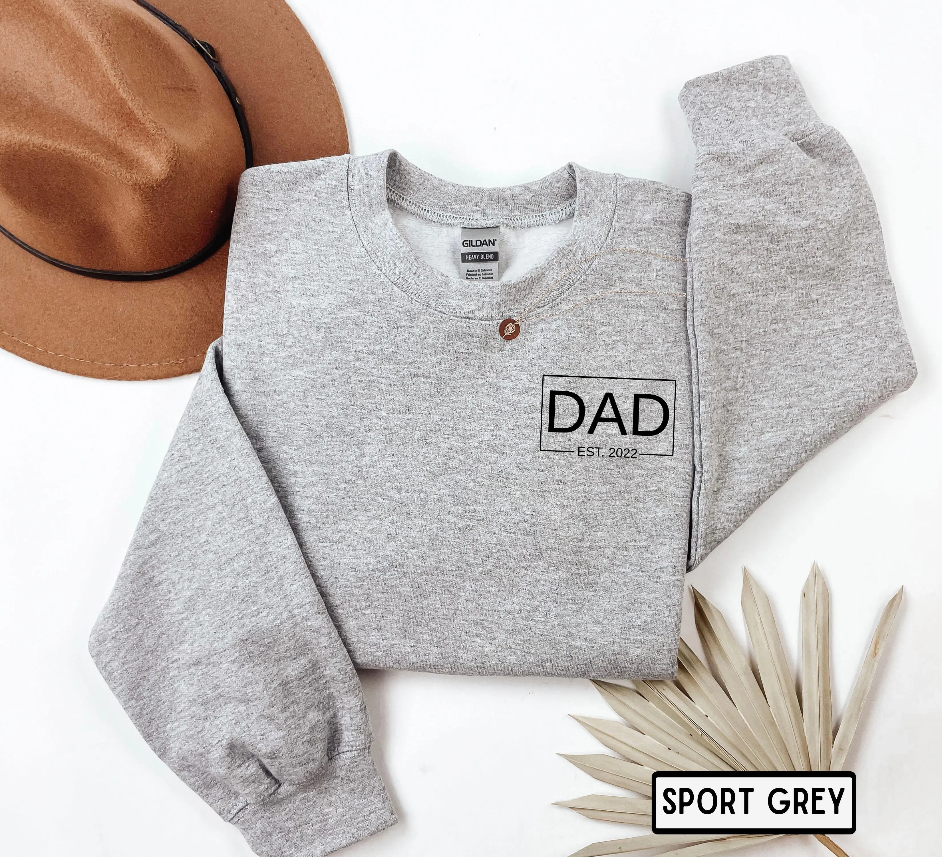 Dad Est Date Sweatshirt, Funny Custom Sweatshirt for Men, Gift for New Dads