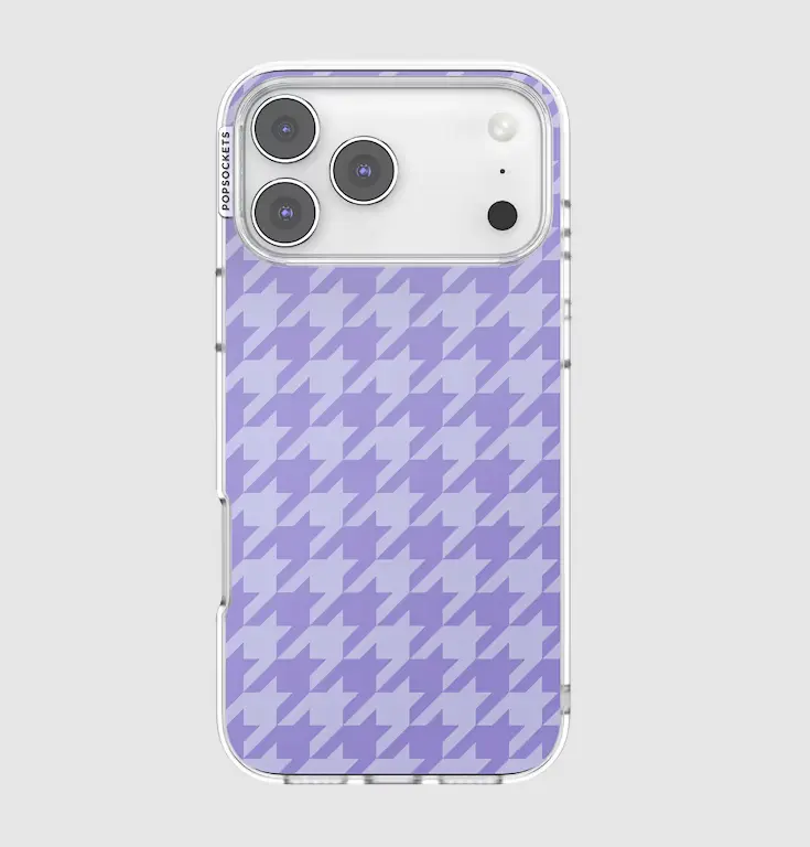 PopSockets Patterned Lilac Houndstooth MagSafe Protective Case for iPhone 17 Pro Max - Smartphone Accessory, Magsafe Compatible Cellphone Cover, Tech Device Accessory, Accessories