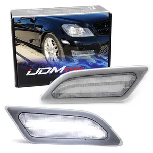 iJDMTOY Clear Lens White Full LED Front Side Marker Light Kit For 2012-14 Mercedes W204 LCI C250 C300 C350 Sedan/Coupe, Powered by SMD LED