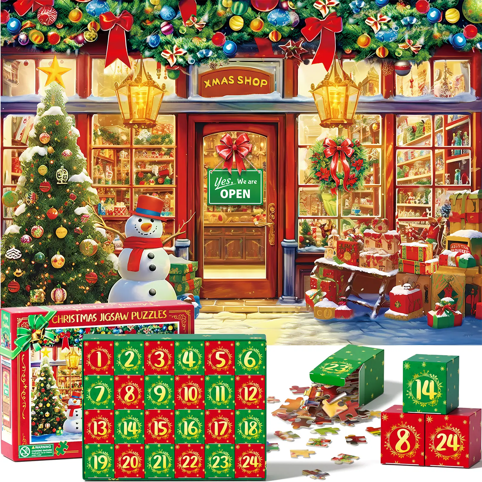 Puzzle Advent Calendar 2024, 1000 Piece Puzzle for Adults Christmas Advent Calendar, 24 Days Christmas Countdown Jigsaw Puzzles Holiday Family Game Gi