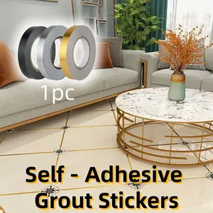 1Pc 1.5CmX50Meters Self - Adhesive Grout Stickers, Brushed Golden Black And Silvery Seam Stickers For Floor Edges, Self - Adhesive Tile Decorative Wall Stickers, Suitable For Wall Seams, Ceilings, Hotels, And Home Decoration