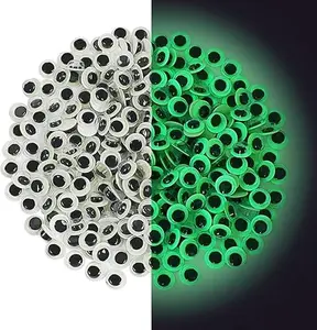 300Pcs Googly Wiggle Eyes Self Adhesive Glowing in Dark Halloween Googly Eyes for Crafts DIY Sticker 8 mm Sparkle Colored Googly Eyes Suitable for Handicrafts Halloween