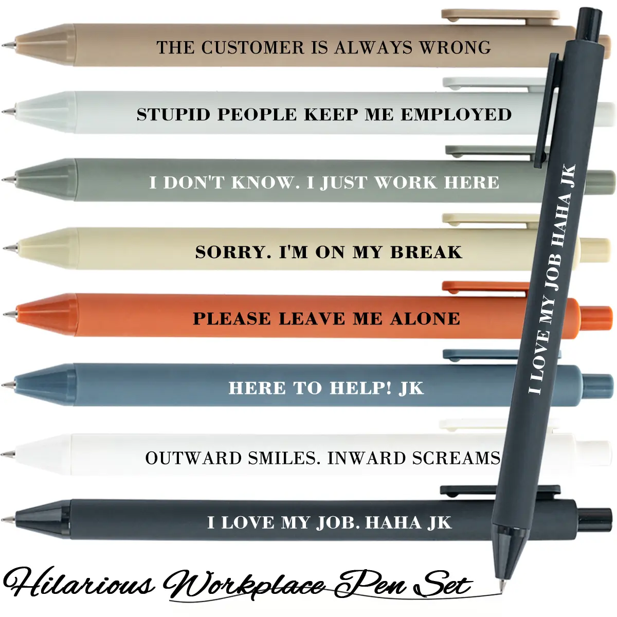 8pcs Hilarious and Funny Office Gift Sets with Personalized Pens Featuring Sarcastic Quotes, Ideal for Call Center Staff and Retail Workers - Office Humor Gift with Smooth Writing (Customer Service) Funny Teacher Pens Office Stationery Supplies