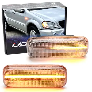iJDMTOY Semi-Clear Lens Fender Amber LED Sequential Blink Side Marker Turn Signal Indicator Lights For 1998-2003 Mercedes W163 ML320 ML430 ML55 AMG