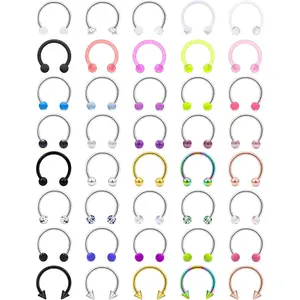 14G 16G 18G Septum Rings   316L Stainless Surgical Steel Horseshoe Septum Nose Rings Snake Bite Lip Ring Daith Rook Earrings Smiley   for Women Men 8MM 10MM 12MM