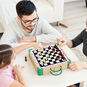8-in-1 Wooden Chessboard Games Suit, Children's International Chess Set Suit, Ice Hockey Games, Family Night Board Games, toys board games Fun