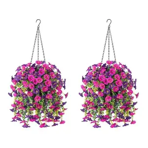 1pc - 2pcs Artificial Hanging Flower Plant Basket for Outdoor Use, Suitable for Spring and Summer Decorations, UV-resistant Fake Silk Daisies, Perfect for Decorating the Front Porch, Balcony, Patio or Yard of Your Home, and for Year-Round Festive Decorati