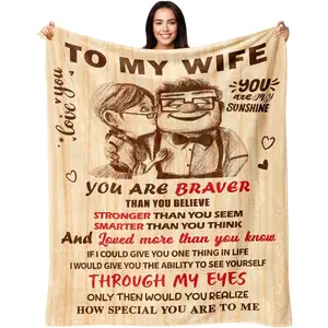 Retro Vintage Blanket, 50x60 in 280GSM, Mother's Day Gift for Wife, Romantic Husband-Present for Wedding Anniversary, "I Love You" Textile Throw for Her,summervibes