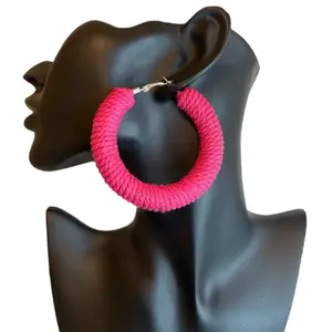Pink Rope Hoop Earrings for Women - Med. Fashionable & Stylish Jewelry Accessory - Perfect for Any Outfit