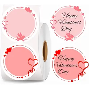 2 inch Direct Thermal Stickers Happy Valentine's Day Sticker Labels - Sweet Heart Design Valentine's Day Love Decorations for Thermal Label Holiday Party Shipping Sticker 500 count Per Roll