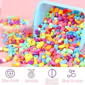 1 box of 500pcs Pop Art Beaded Children's Toys DIY Handmade Jewelry Crafts, Girl's Birthday Gift, Necklace, Bracelet, Headband, Ring, Bangles Creative DIY Set