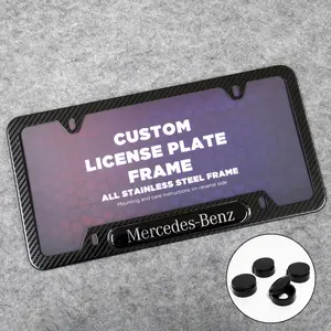Front or Rear Carbon Fiber Texture License Plate Frame Protect Cover Fit Mercedes-Benz Decorate Accessories Gifts