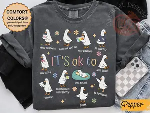 Comfort Colors It’s Ok To Be Different Autism Goose T-Shirt, Autism Acceptance TShirt, Special Education Teacher Tee, Neurodiversity T-Shirt