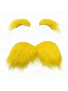 Mustache and Brow Set, Fun Role-Playing Costume Accessories, Self-Stick Fake Mustache Thick Brows, Christmas Halloween Props