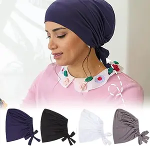 [Soft Scarves Hats] 4 Pcs Soft Scarves Hats - Women's Headscarves with Inner Back Straps Closure - Suitable for Home and Out