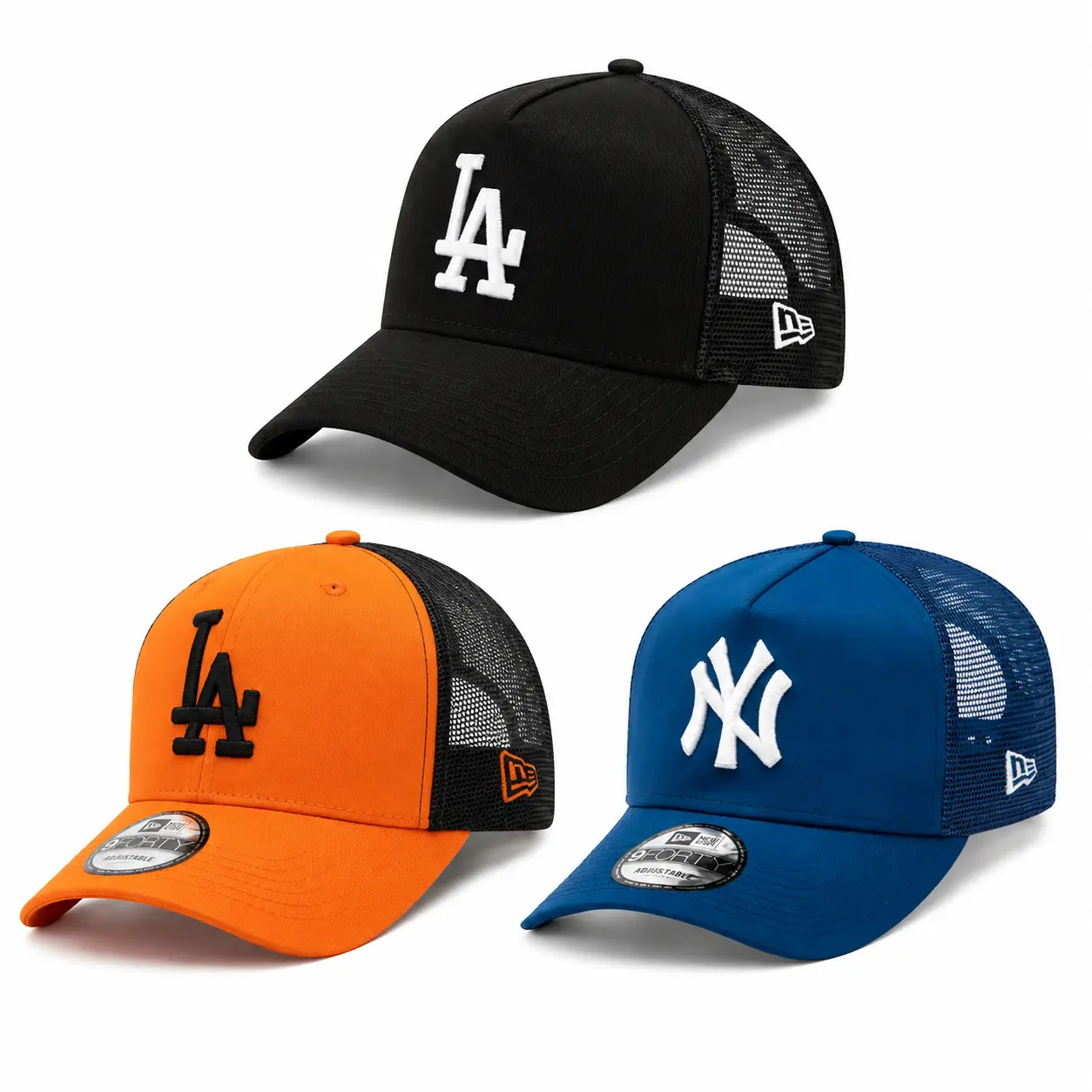 Back to School 2026 NY Yankees LA Dodgers New Era 9FORTY Mesh Trucker Cap, MLB Snapback Baseball Cap for Women Men, Adjustable Curved Brim Sportswear, College Campus Streetwear