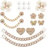 Women's 18-Piece Chic Oval Shoe Decoration Charms, Fading-Resistant Alloy-Plastic Bling Accessories with Pearl Flower, Crystal Rhinestones, Heart Accents, Clip-On for Clogs, Ideal Cute Girly Birthday Gifts for Women