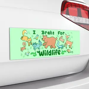 I Brake For Forest Wildlife Car magnet, Wildlife Bumper Sticker, Bear, Deer, Fox, Cute Bumper Sticker, Break, Animal Sticker, Driver Sticker for Car