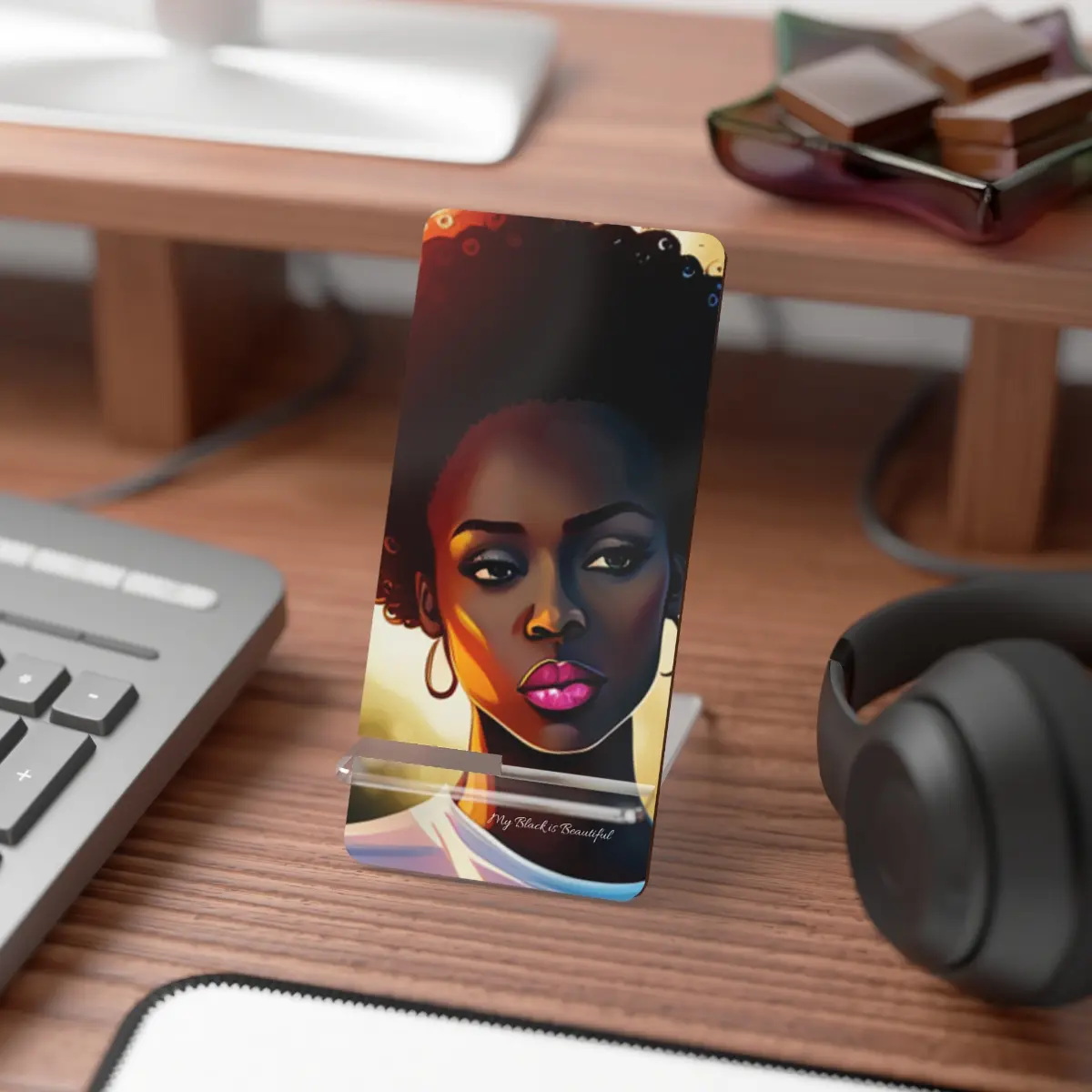 Black Girl Mobile Display Stand for Smartphones