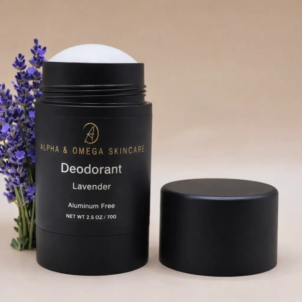 Lavender Deodorant Alpha & Omega Skincare Aluminum Free Organic Ingredients 24-hour odor protection for Men & Women Body Care Under Arm Detox Antiperpetrate Body Care