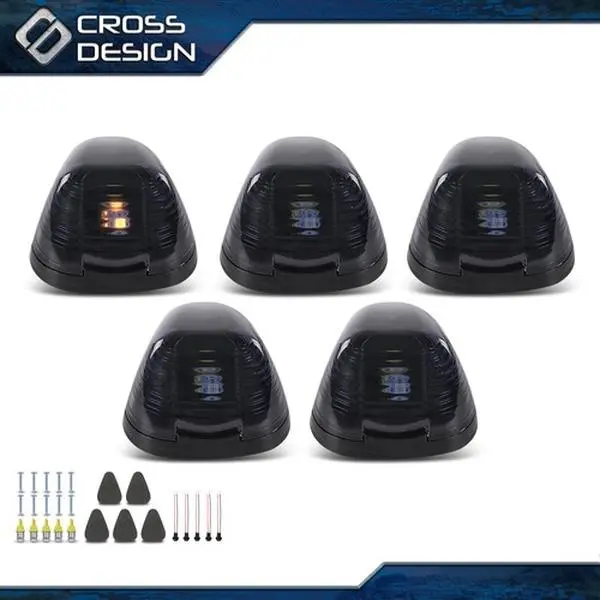 CROSSDESIGN High-Quality 5-PC Cab Roof Clearance Marker Lamps, White LED Running Lights Compatible with F350, E550 & Most Trucks