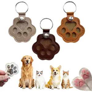 3 Pcs Paw Print Pet Hair & Keepsake Memorial Keychain, Store Pet Fur Gift for Pet Lover