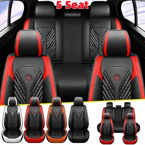 Full Set Car Seat Cover Waterproof Wear-Resistant PU Leather Fully Wrapped Five-Seat Interior Anti-Scratch Protection Cover
