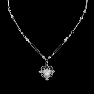 Silver Nymphs Enchanted Heart Crystal Necklace