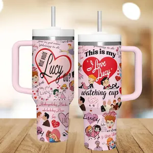 I Love Lucy 40oz Tumbler, Classic TV Show Fan Tumbler For Fan, Retro Comedy Drinkware Tumbler Cup, Lucille Ball Stainless Steel Tumbler