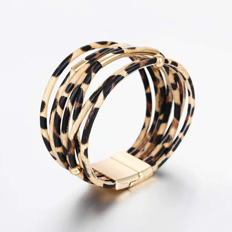Leopard Pattern Hollow Out Design Multi-strand Bracelet, Fashionable Layered for Parties and Daily Wear, Trendy Versatile & Exquisite Jewelry for Birthday Gift, Stacked Design Bracelets
