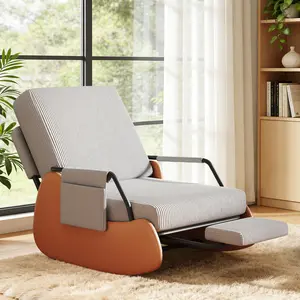 Furnimart Modern Glider Rocking Chair, Upholstered Nursery Glider Chair with Adjustable Recline & Retractable Footrest, perfect as a comfortable lounge chair for moms, nurseries, living rooms, and bedrooms