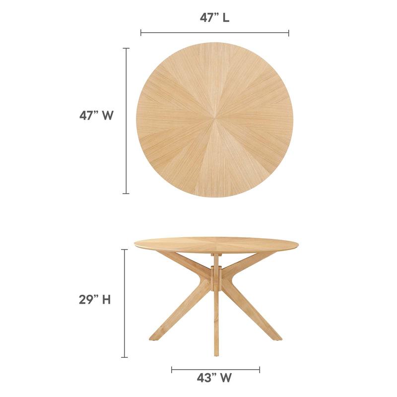 Modway Crossroads 47" Round Wood Dining Table in Oak