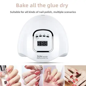 SUN X5 MAX UV LED Nail Lamp, 45 Dual Light Source Beads, 150W Fast Curing Gel Nail Dryer with Auto Sensor, 10/30/60/99S Low Heat Mode, Digital Display, Removable Base for Manicure & Pedicure