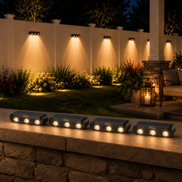 FabStyl Solar Fence Lights Outdoor with Synchronized Color Control, RGB & Warm White Waterproof Lights for Fence, Deck, Steps, Patio and Backyard, Outdoor Landscape Lights, Solar Outdoor Lights