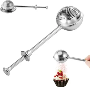 Flour Duster for Baking, 1 PCS Flour Sifter for Baking Powdered Sugar Shaker Duster, 304 Stainless Steel Dusting Wand Sprinkler and Tools,Spices and Tea Strainers (1)