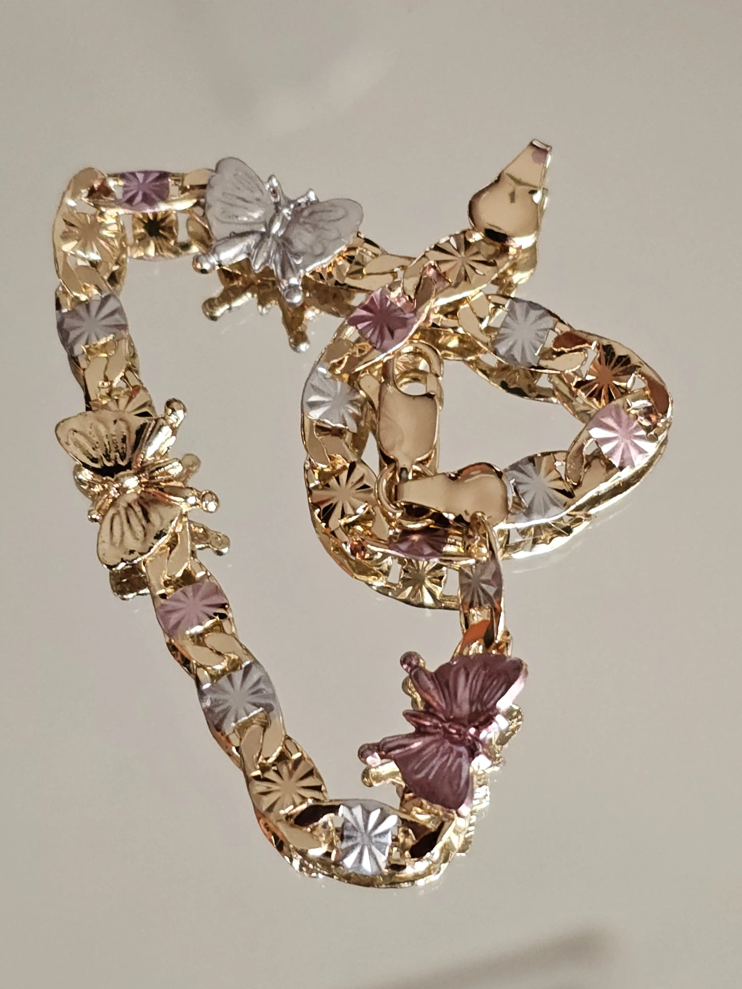 N106-Fashion Butterfly Bracelet for Women - 14 Karat Gold Plated, 21cm Length-5mm wide, Elegant Accessory with Stylish Design not water resistant