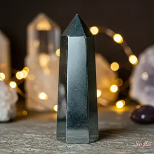 Natural Hematite Gemstone Crystal Tower Single Point Wand Hematite Stone Obelisk Mineral Specimen Home Desk Meditation Decoration