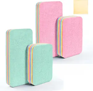 Peelable Microfiber Sponges 4 Pack – 12-Layer Tear Away PVA Cleaning Pads, Ultra Absorbent Non-Scratch Rainbow Sponge for Kitchen Dish, Countertop, Bathroom, Glass & Car Cleaning