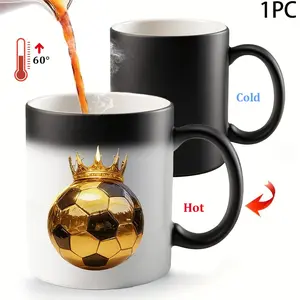 1pc Golden soccer Crown Color Changing Mug Coffee
