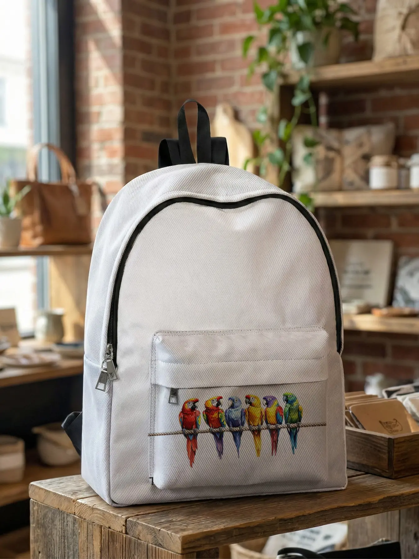 Parrot Print Backpack, Trendy Backpack, Casual Travel Backpack, Fun Design, Fashionable Look, Spacious Storage, Ideal for School, Travel, Business Trips, All Seasons Use