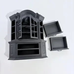 2-in-1 Retro Mini Bookcase and Wine Cabinet| 1:12 dollhouse-specific nostalgic mini storage rack| PLA material (non-wood)| Suitable for BJD/OB11 scene layout, dollhouse study/living room decoration, Valentine's Day/birthday gifts, and photography props