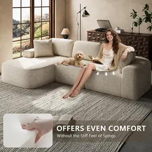 [Summervibes] Boneless Sectional Couch 107'' Modular L-Shaped Boneless Couch Modern Woven Textured Sectional Couch with Chaise Convertible Design No Assembly Required Perfect for Living Room Spring Home Decor Family Gift