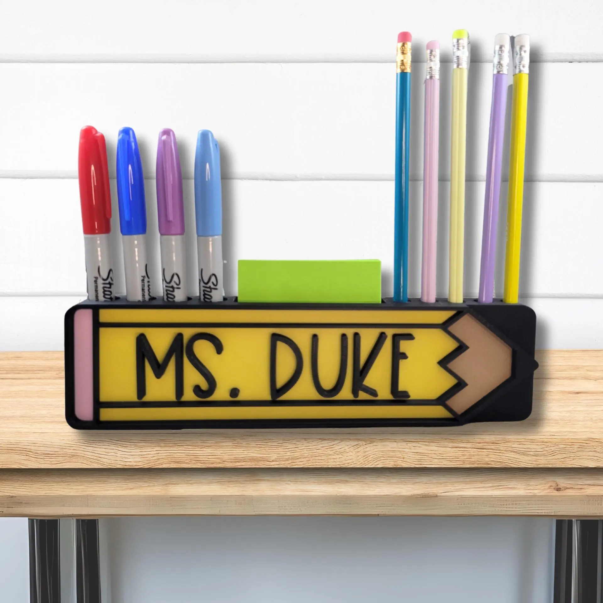 Custom Pencil Desk Caddy: Personalized Teacher Name Plate