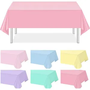 12Pack Pastel Color Tablecloths,Plastic Mix Color Tablecloth Disposable Rectangle Table Covers for Baby Shower, Wedding, Birthday Party, Rainbow and Ice Cream Party Decoration,6 Color, 54 x 108 Inch