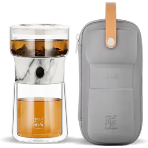 Modern Small Glass Infuser Teapot, Magic   Drip  Pot Infusers for Loose  Diffuser, Cool  Teapot with 200ml insulated Cup and Portable Gray  Kits for  Lovers Gifts