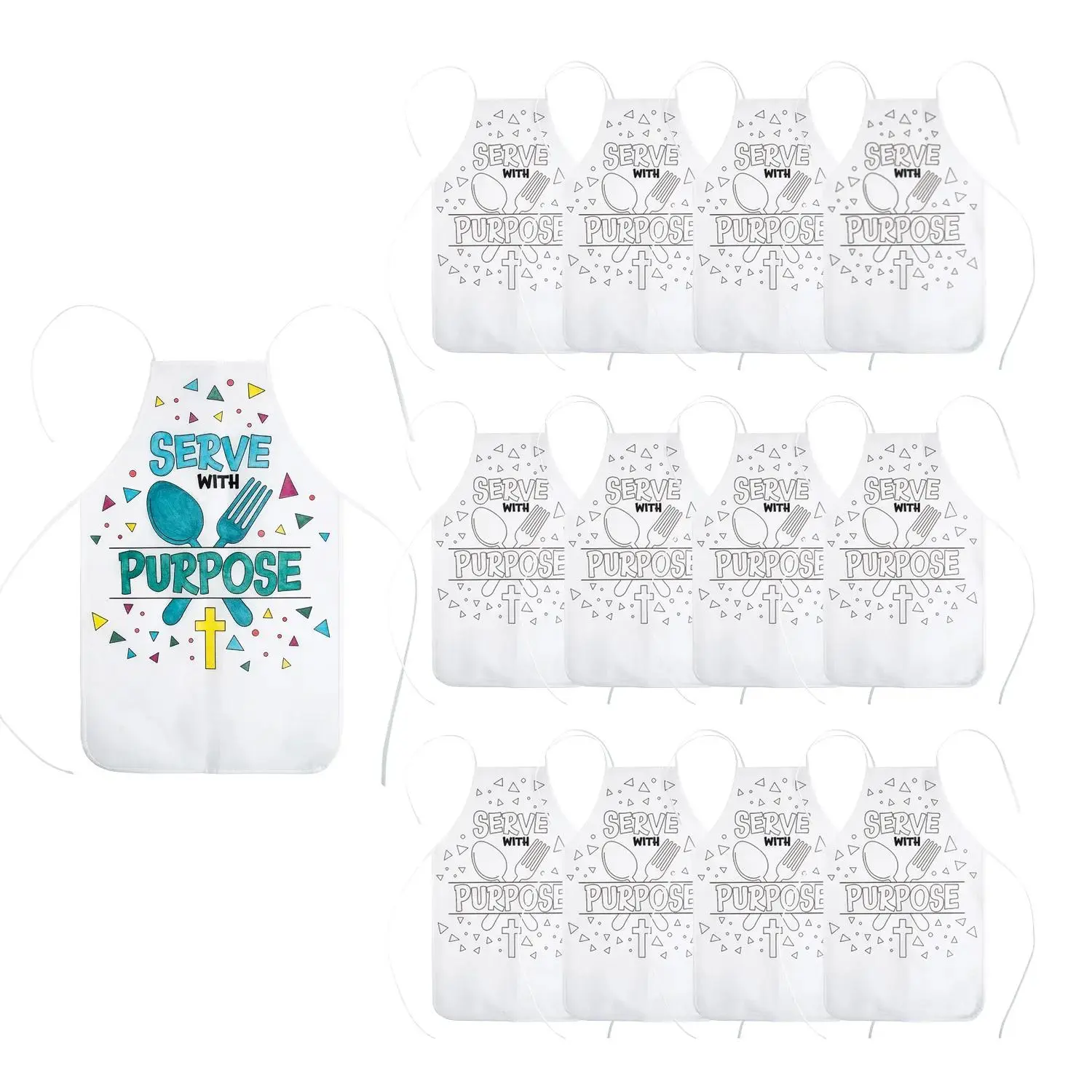 24 1/2" Color Your Own Food Truck VBS Serve with Purpose Nonwoven Aprons - 12 Pc.