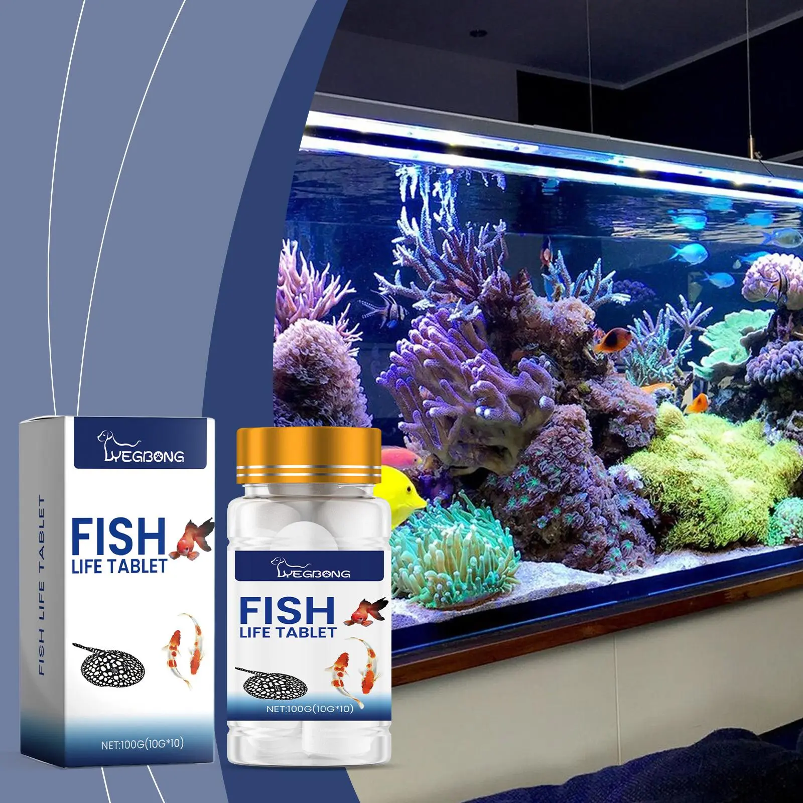 Yegbong Premium Aquarium Salt Tablets (100g), Essential Mineral Supplement & Water Conditioner for Fresh & Saltwater Fish Tanks