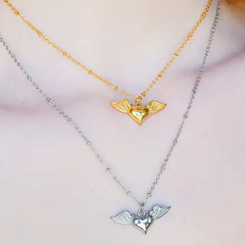 Angel Heart Necklace | Gold & Silver